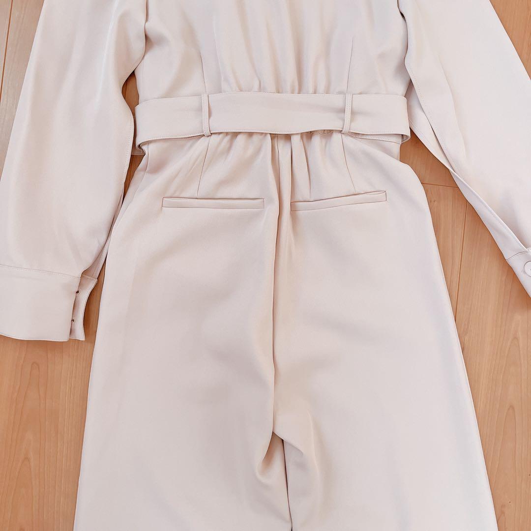 ロイヤルパーティー　ベルト付きケープ風オールインワン　ピンク　FS