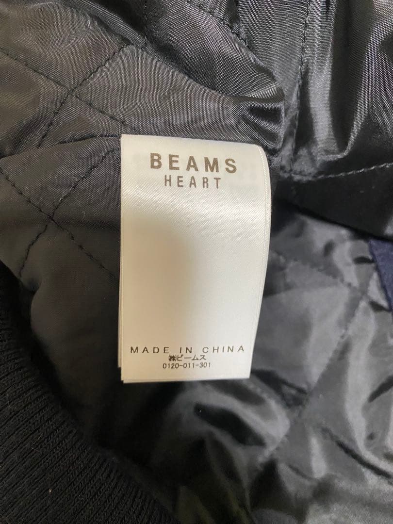 BEAMS HEART スタジャン L ネイビー
