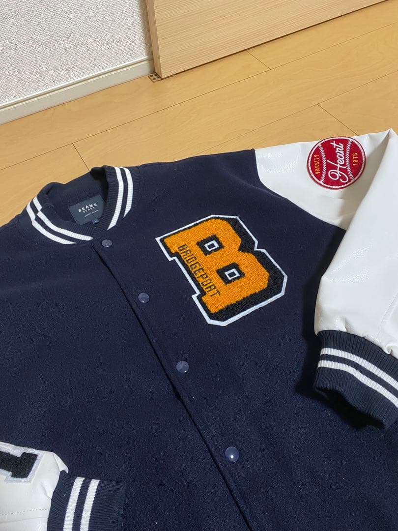 BEAMS HEART スタジャン L ネイビー