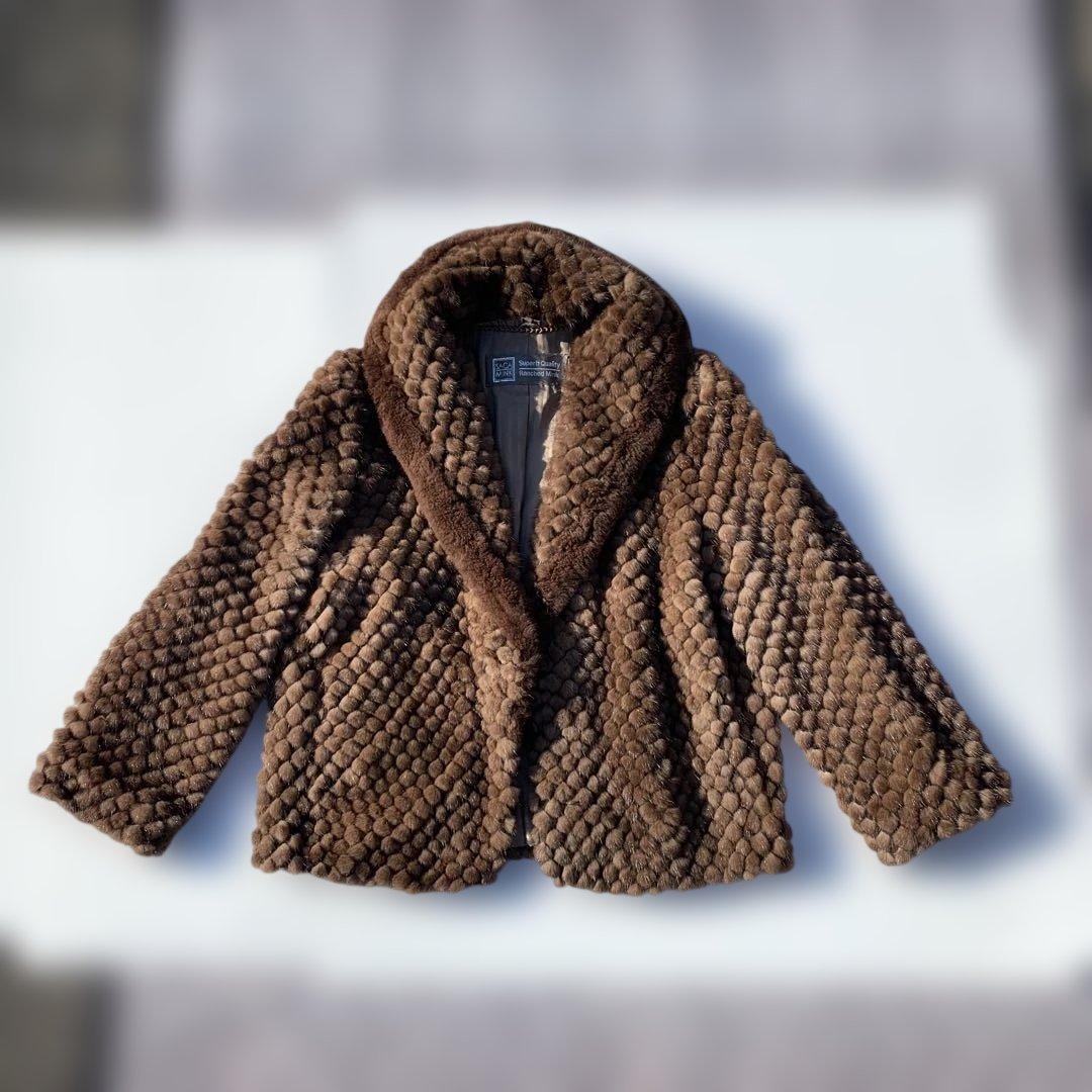 高級　サガミンク　毛皮　ハーフコート　ファー