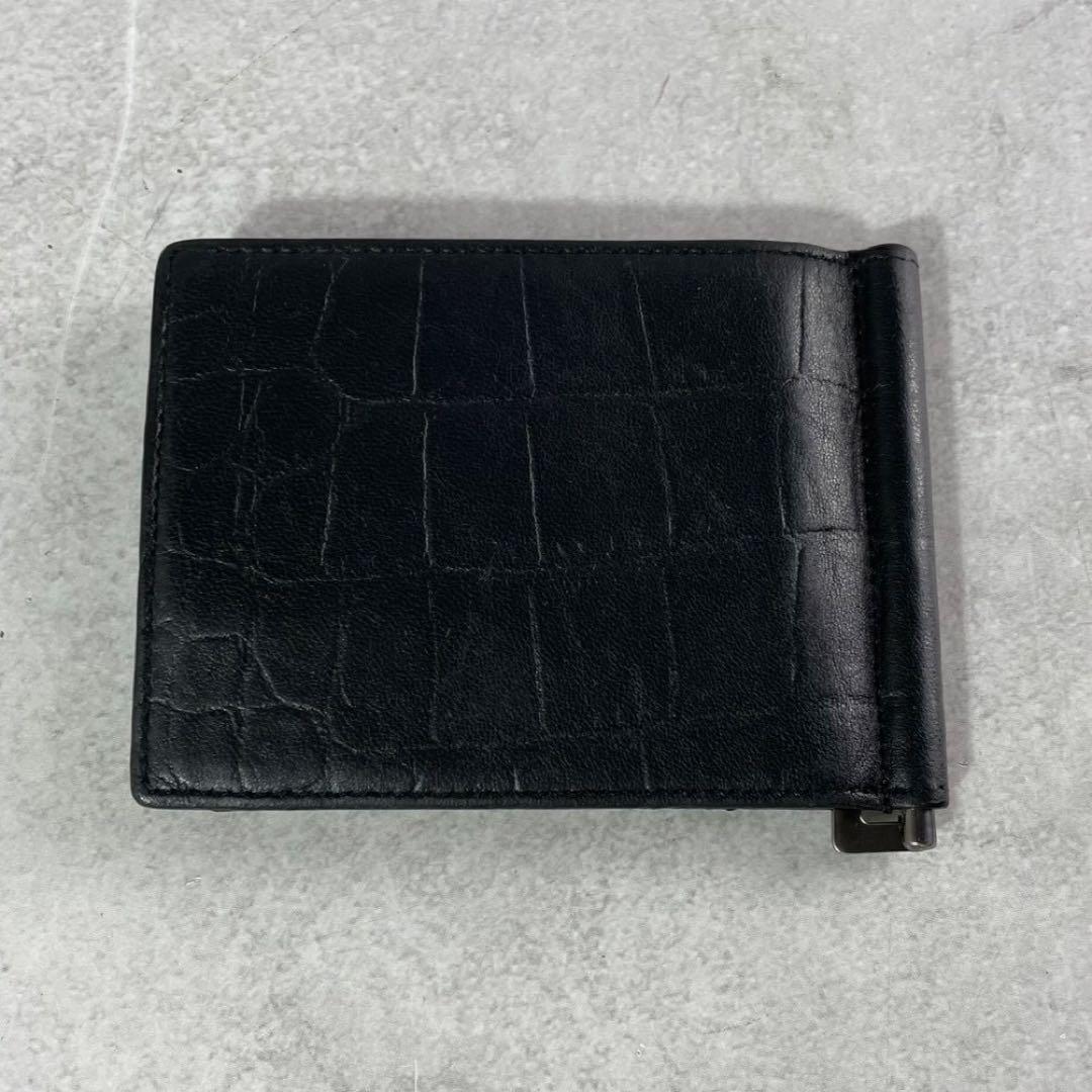 【美品】サンローラン マネークリップ 財布 クロコダイルエンボスレザー YSL