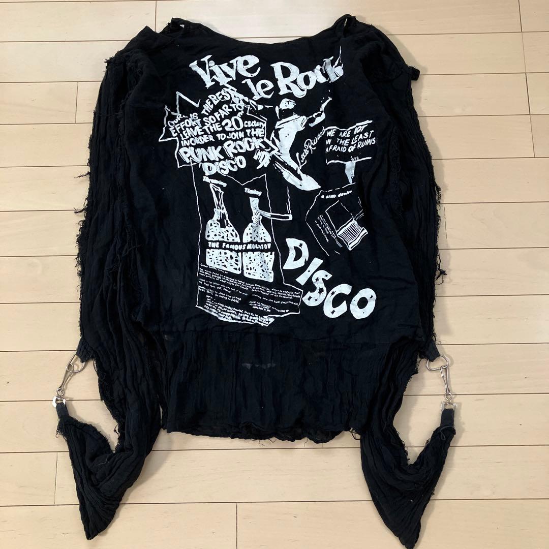 9.29 パンクボンテージシャツ ガーゼシャツ カットソー ブラック