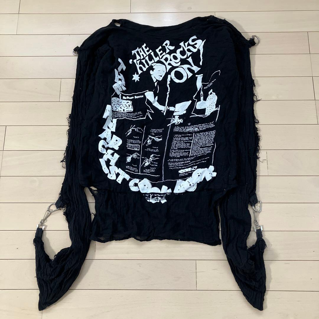 9.29 パンクボンテージシャツ ガーゼシャツ カットソー ブラック