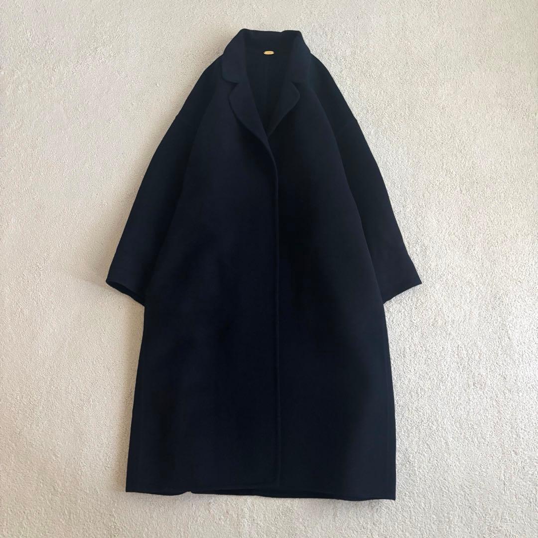 Deuxieme Classeウールアンゴラリバーコート　24AW ネイビー