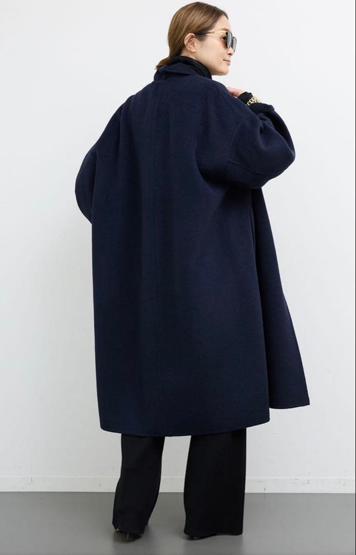 Deuxieme Classeウールアンゴラリバーコート　24AW ネイビー
