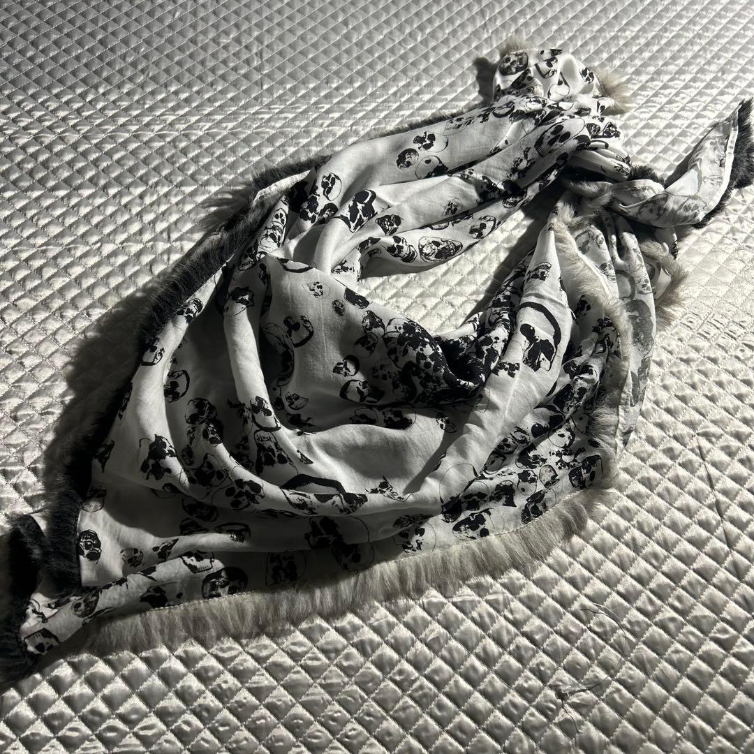 ノゾミイシグロ スカル柄ファースカーフ ストール ドクロ Y2K archive