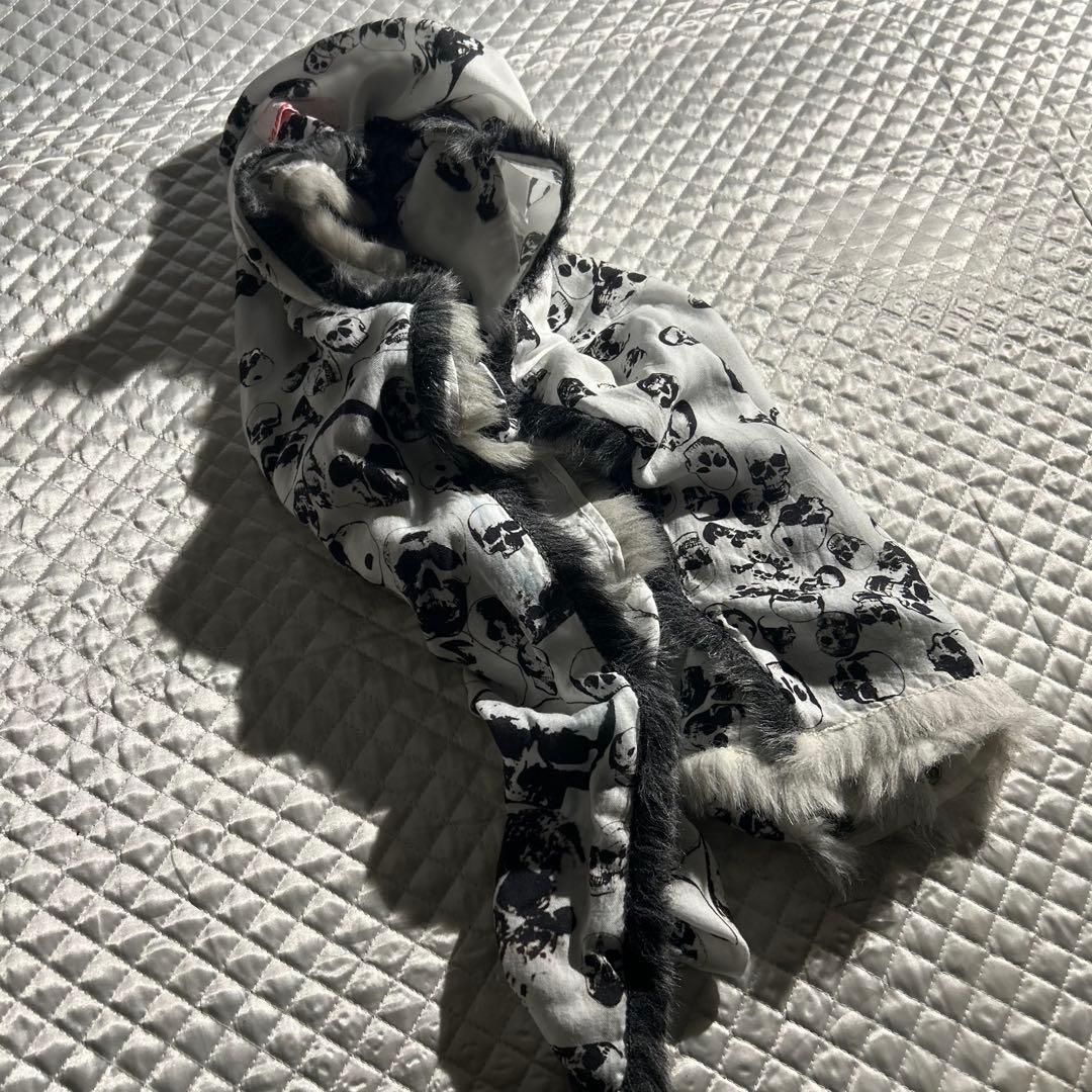 ノゾミイシグロ スカル柄ファースカーフ ストール ドクロ Y2K archive