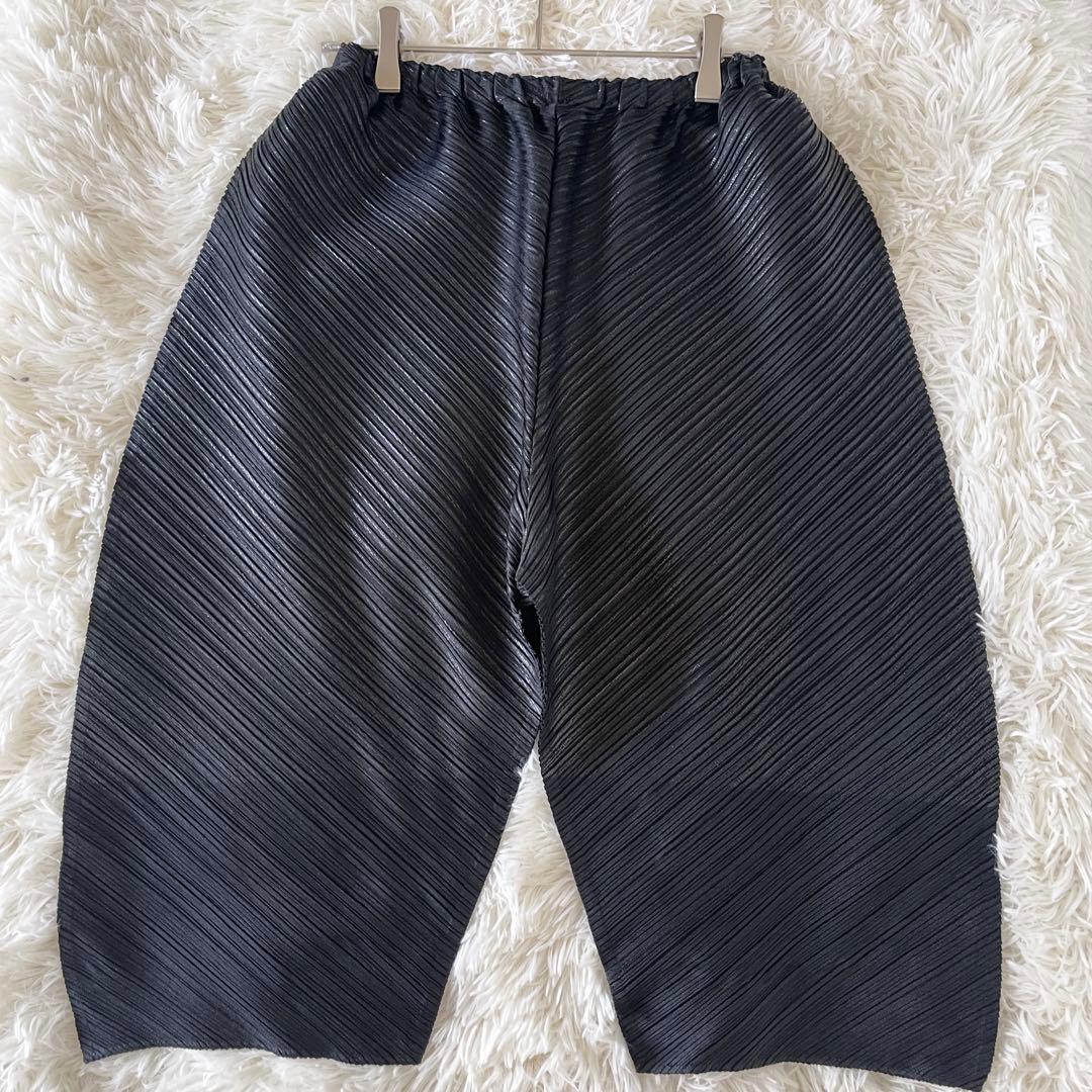 極美品 プリーツ プリーズ 変形 サルエルパンツ 斜めプリーツ サイズ3 黒