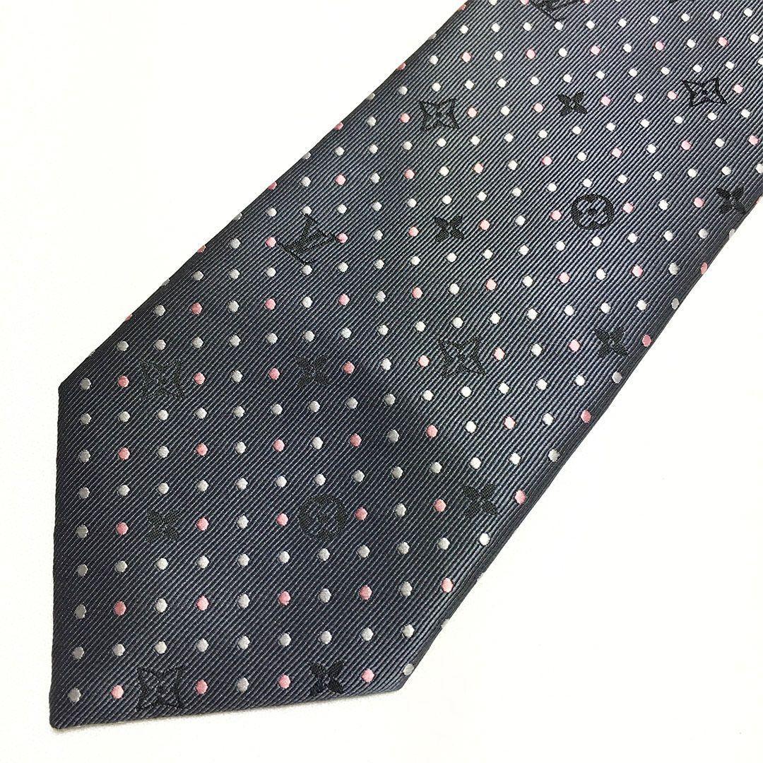 未使用級 ルイヴィトン Louis Vuitton ネクタイ ドット モノグラム