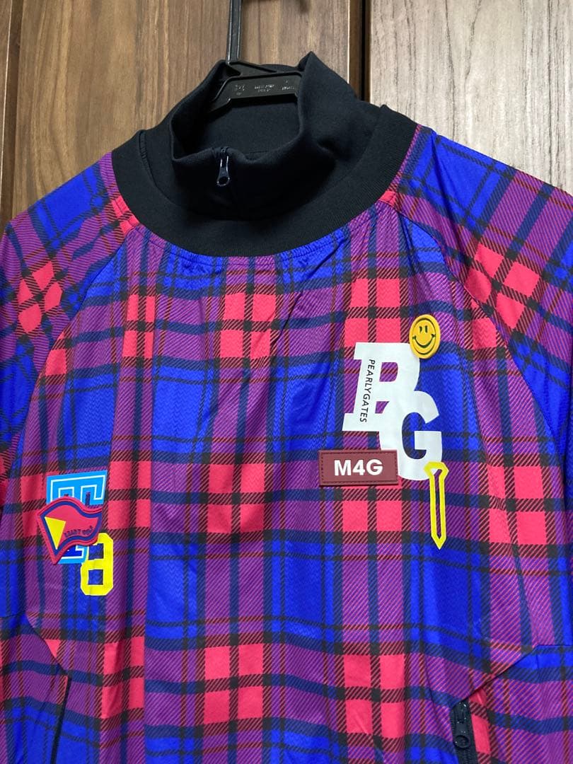 美品　PEARLY GATES ナイロンストレッチ　Rチェック　ツインスニード