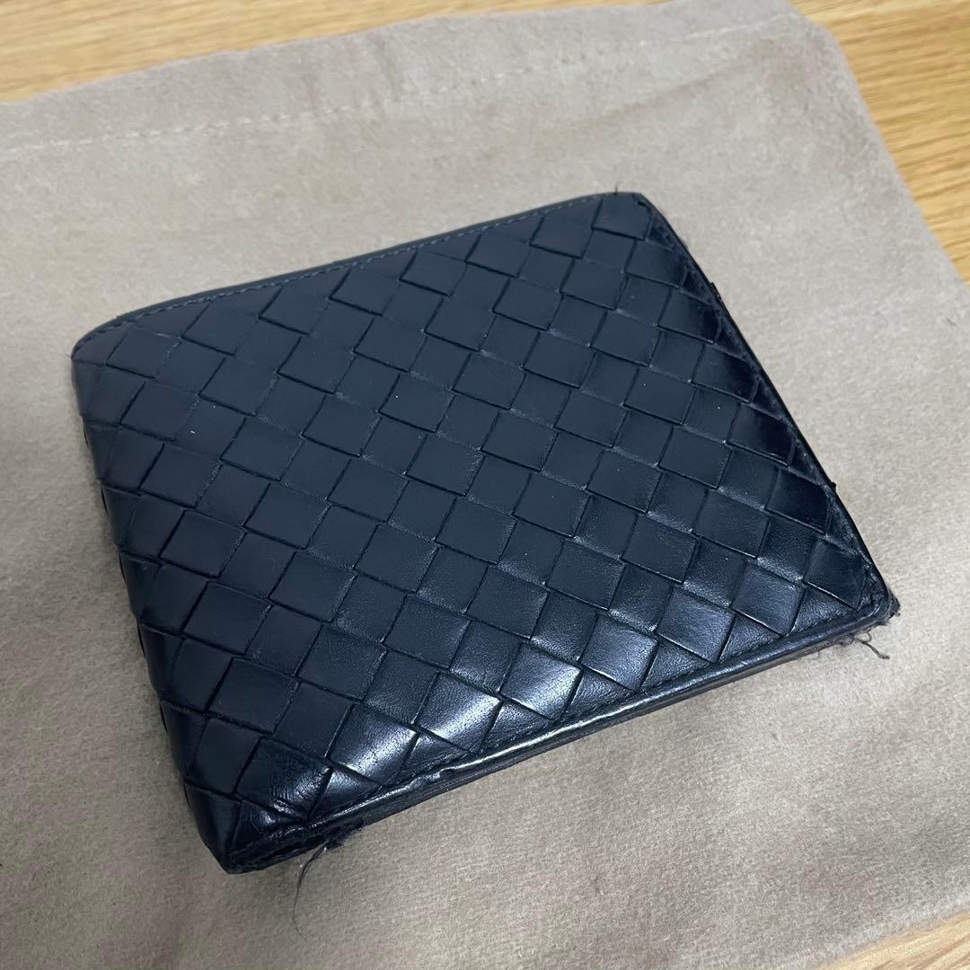 Bottega Veneta 二つ折り財布 ネイビー 保存袋付き