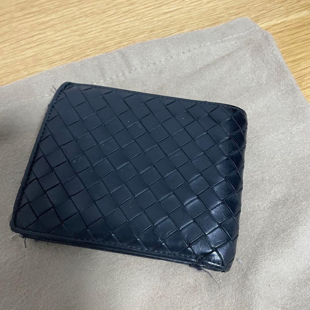 Bottega Veneta 二つ折り財布 ネイビー 保存袋付き