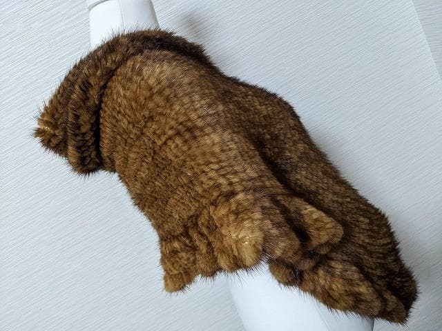 077 フリル　ミンク　毛皮　ニッティング　2WAY　ボレロ　ポンチョ　ショール