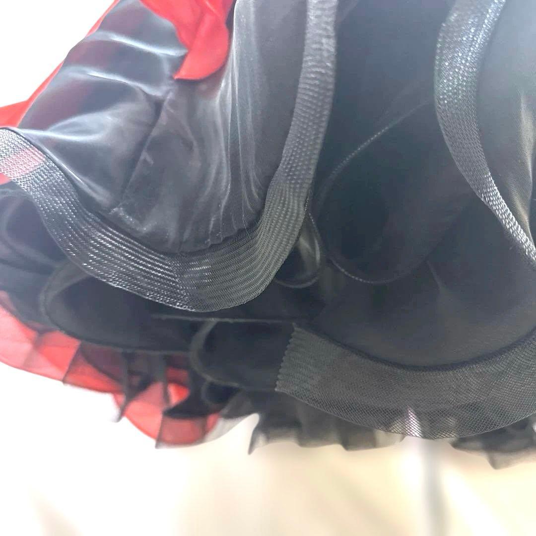 6344★M 赤 黒 多層フリル スタンダードドレス 社交ダンス