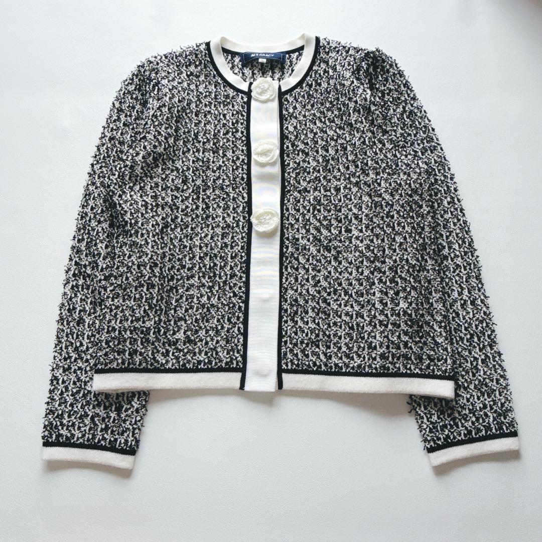 Ma-chan様！エムズグレイシー　現行タグ　ニッジャケット花ボタンカーディガン