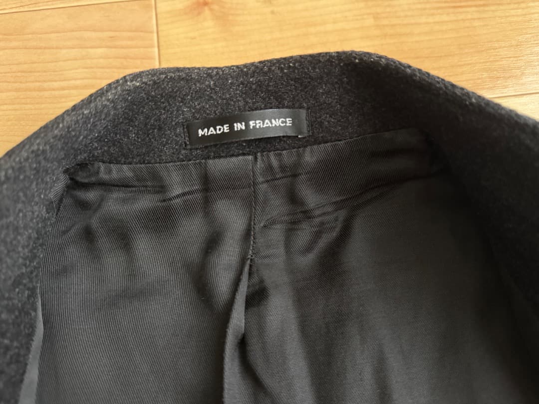 【良品】agnesb アニエス べー ノーカラー ウールジャケット XL グレー