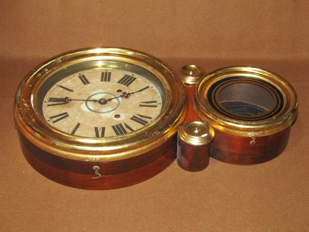 【イングラハム 掛時計 ダルマ時計 金四ツ丸　木箱付】アメリカ製　稼動品　明治