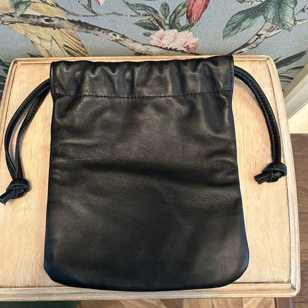 ソメスサドル　ポーチ　革②　巾着　ブラック