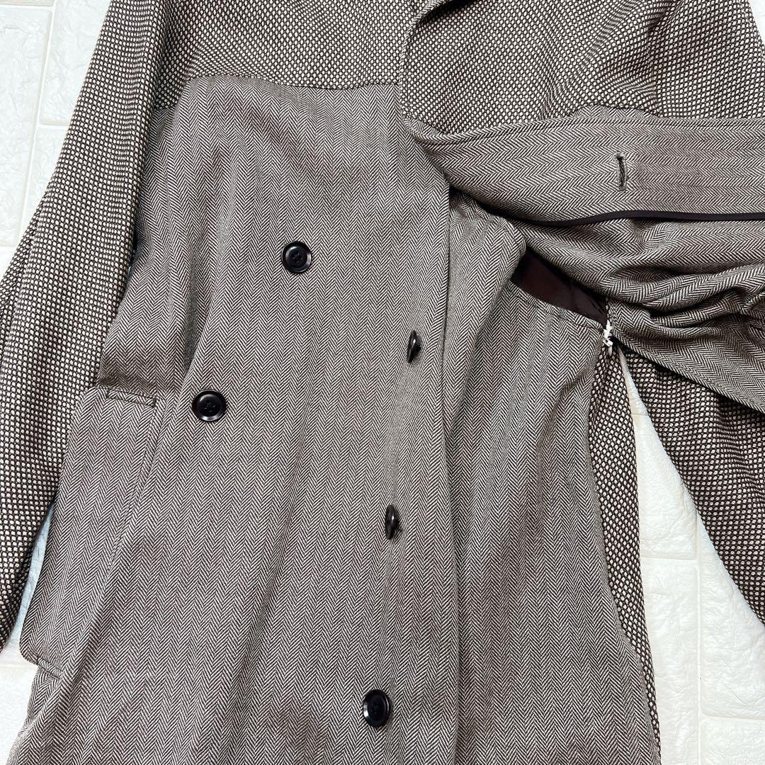 Y's ワイズ ピンク タケシ コサカ 柄切替 ラップ コート 美品 薄手