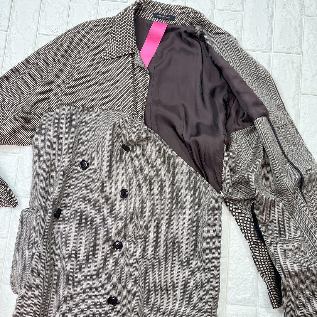 Y's ワイズ ピンク タケシ コサカ 柄切替 ラップ コート 美品 薄手