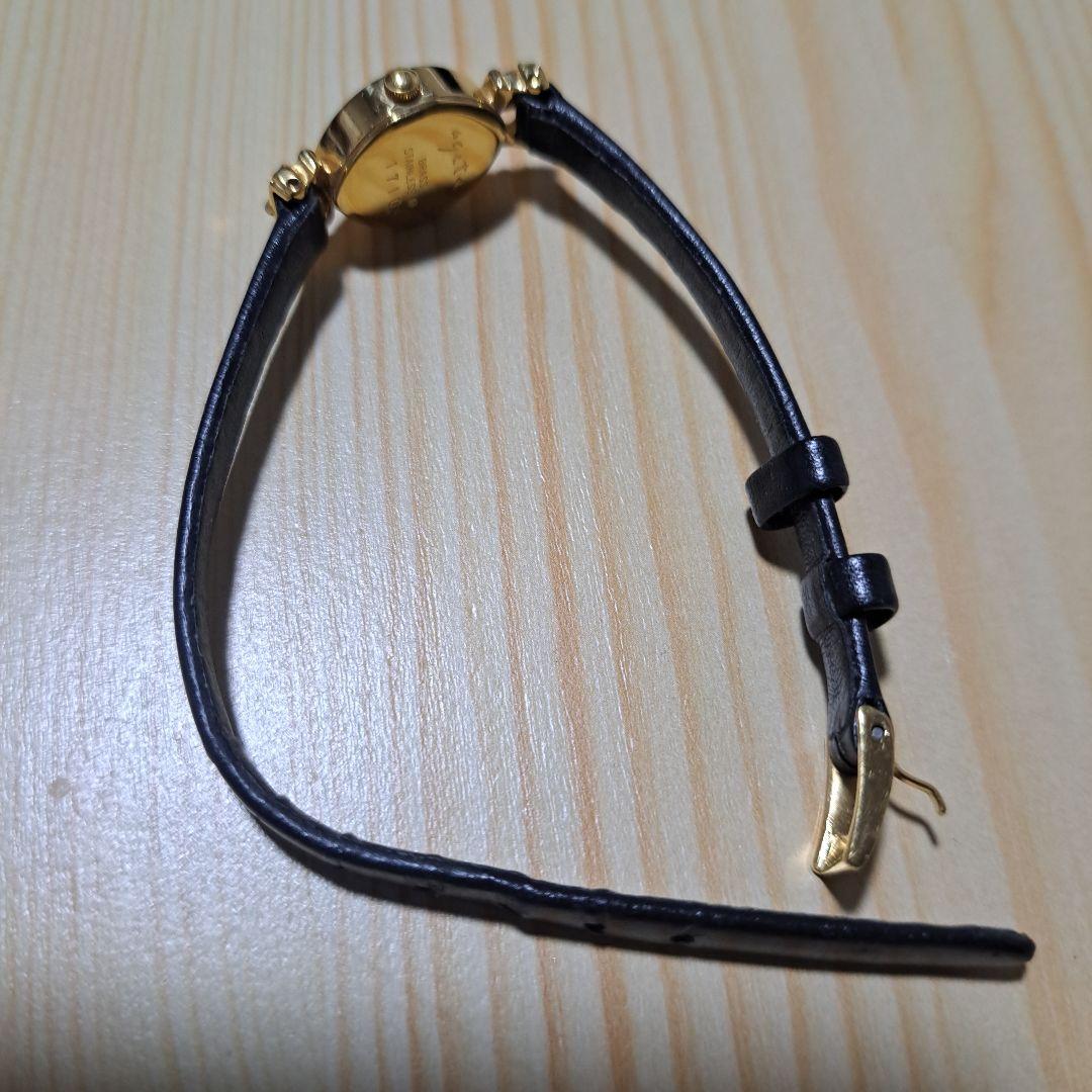 アガット　 オーバルフェイス　ジュエリーウォッチ レザーベルト 時計