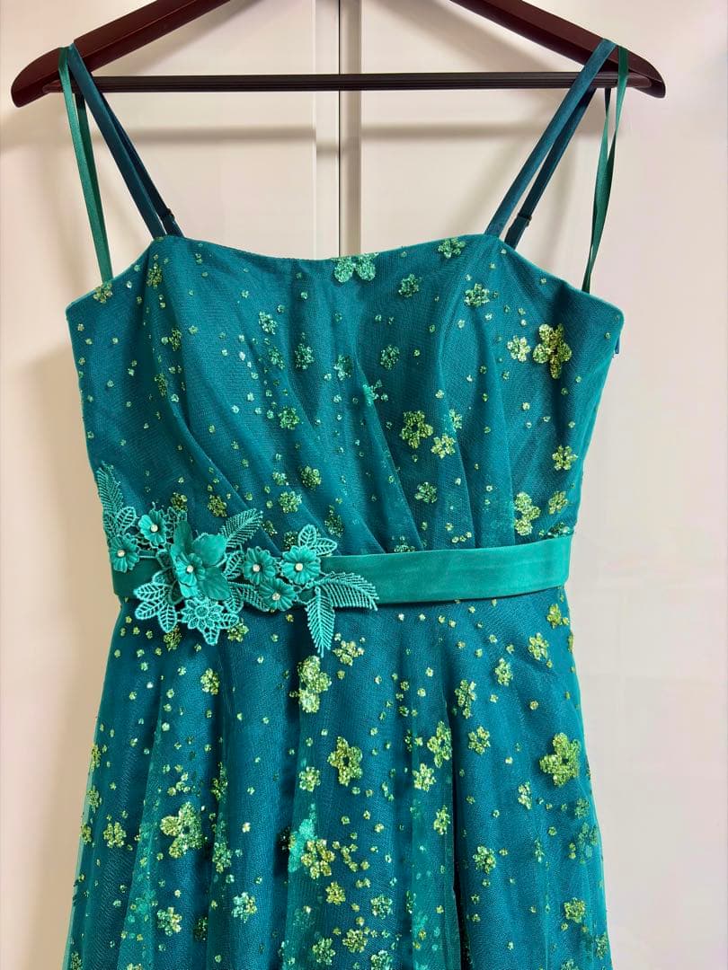 アナベル　ロングドレス　緑　ラメ