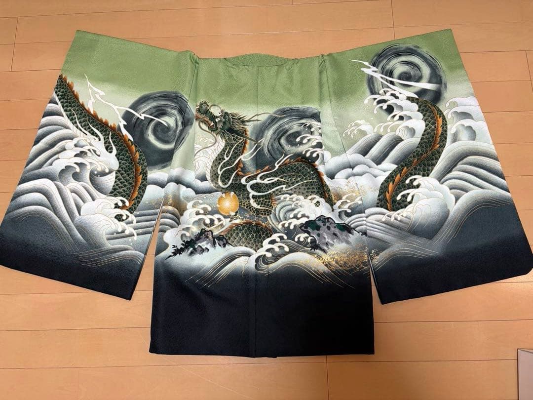 七五三　五歳男子フルセット 龍と波の模様