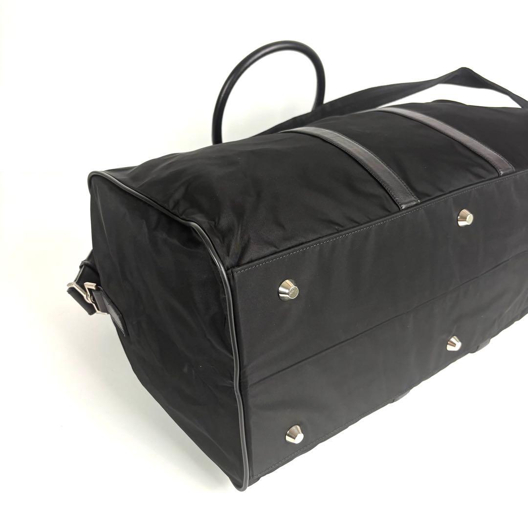 極美品 プラダ 2way ボストンバッグ ナイロン サフィアーノレザー ブラック