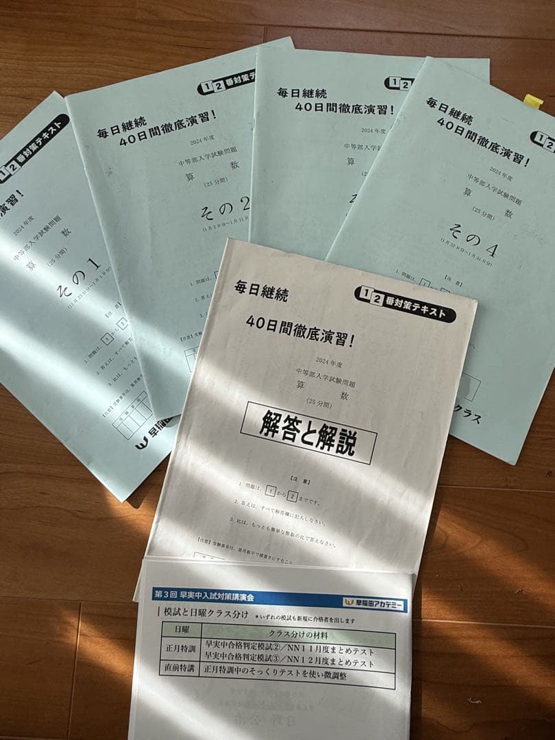 早稲田実業学校中等部スーパー過去問 早実　早稲田アカデミー　NN まとめ売り