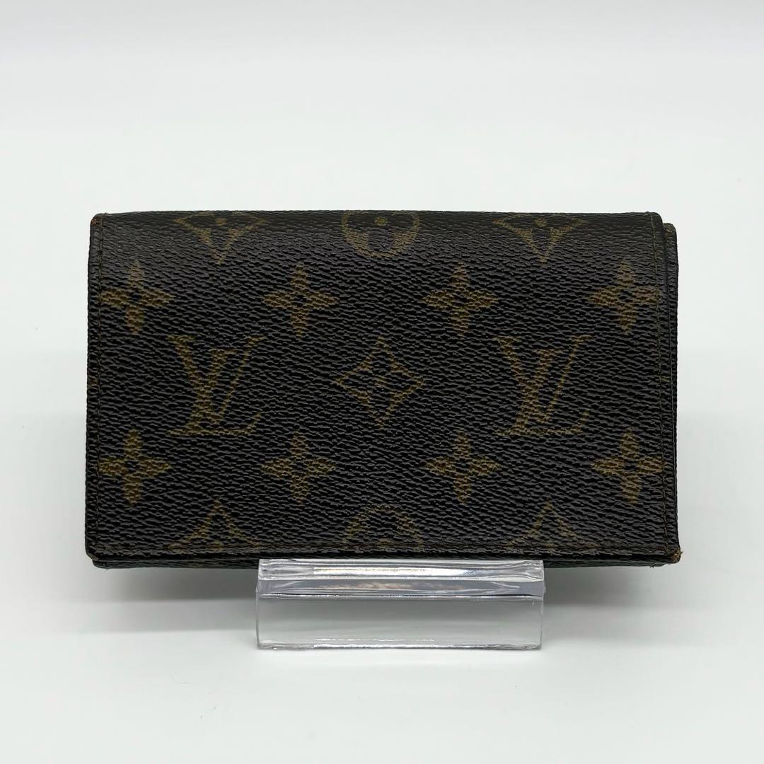 【極美品】LOUIS VUITTON レザー 二つ折り財布 モノグラム 焦茶