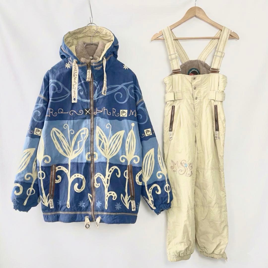 【希少】90s ellese スキーウェア 裏ボア 中綿入り 上下 昭和レトロ