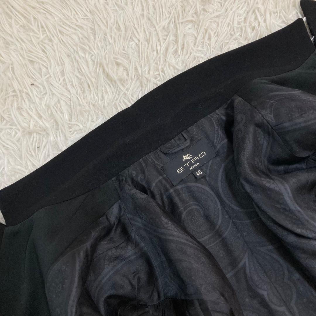 17541✨エトロ 46 2XL ダブルジャケット 裏地ペイズリー 総柄 黒