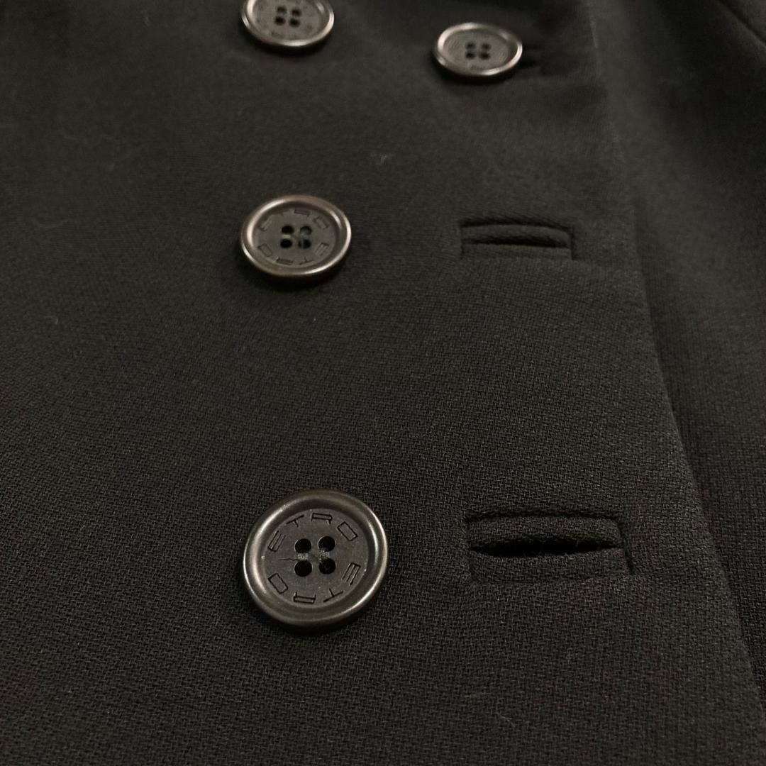 17541✨エトロ 46 2XL ダブルジャケット 裏地ペイズリー 総柄 黒