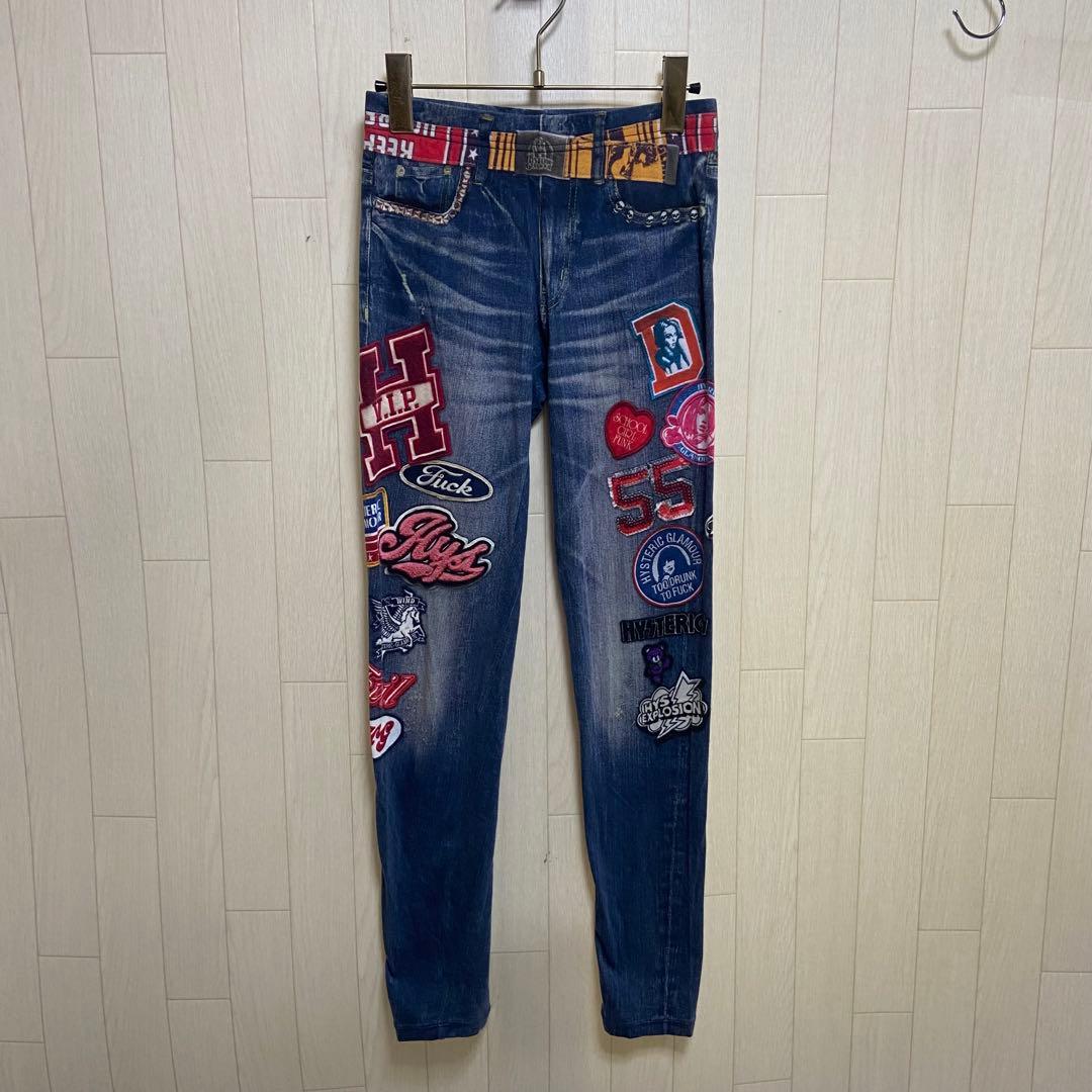 HYSTERIC GLAMOUR ワッペンデニム プリント レギンス