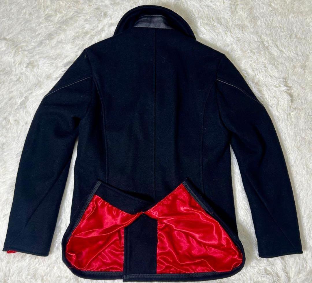 希少　Schott ショット389ピーコート 　金ボタン　裏地　赤　黒 ウール