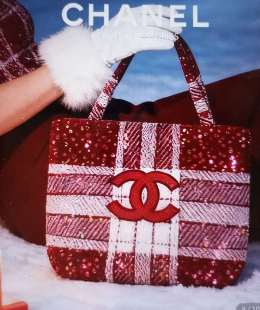 CHANEL スパンコール トートバッグ 赤/白ノベルティ海外VIP限定品