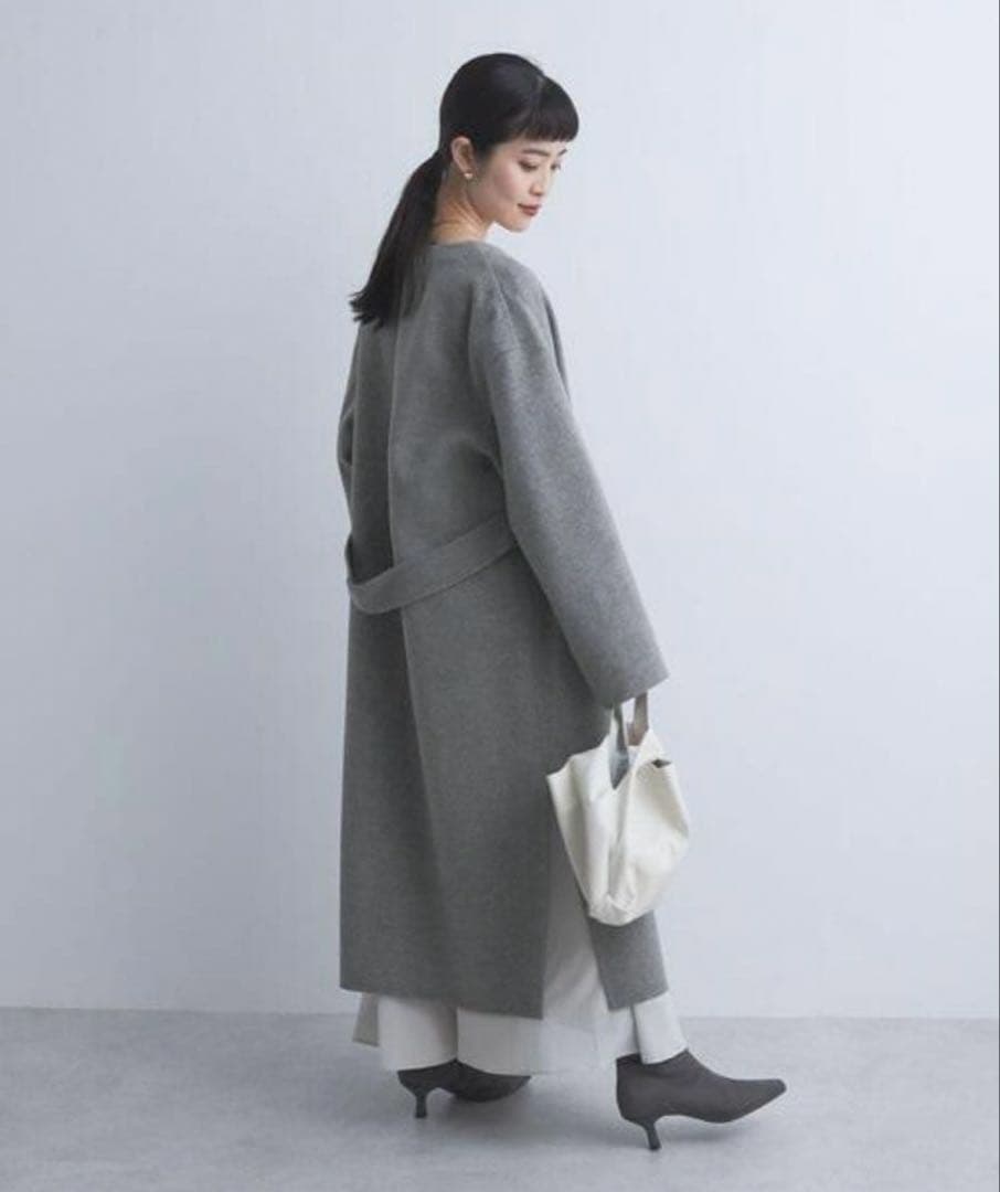 green label relaxing ウール リバー ノーカラー コート