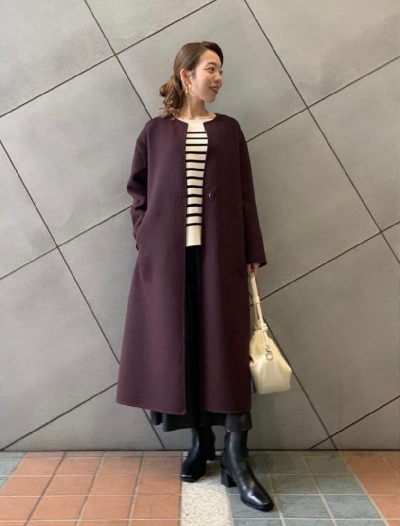 green label relaxing ウール リバー ノーカラー コート