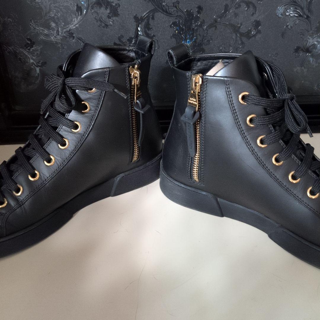 最終値下ルイヴィトンサークルロゴ本革サイドジップ　ハイカットスニーカー23〜24