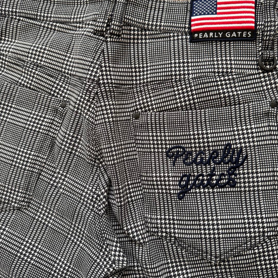 裏起毛　パーリーゲイツ　パンツ　黒　白　チェック　千鳥格子　M〜L相当　4