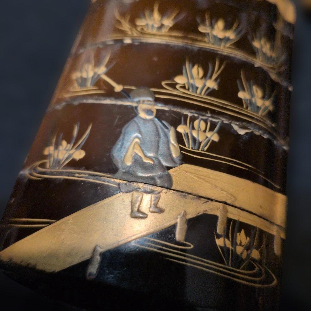 金蒔絵　印籠　人物根付