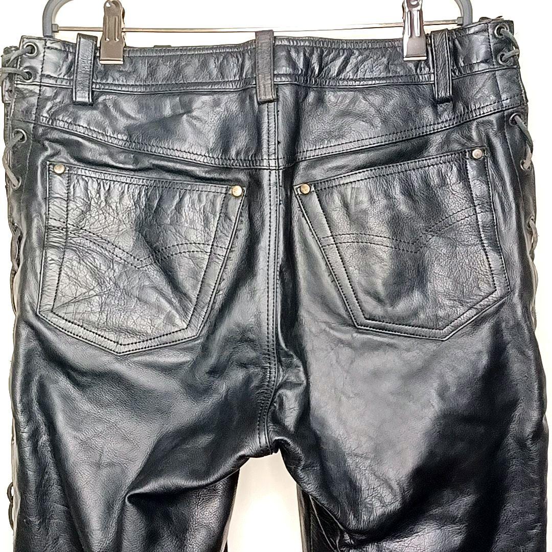 DEGNAR　デグナー　サイド　編み上げ　レースアップ　レザー パンツ　ブラック