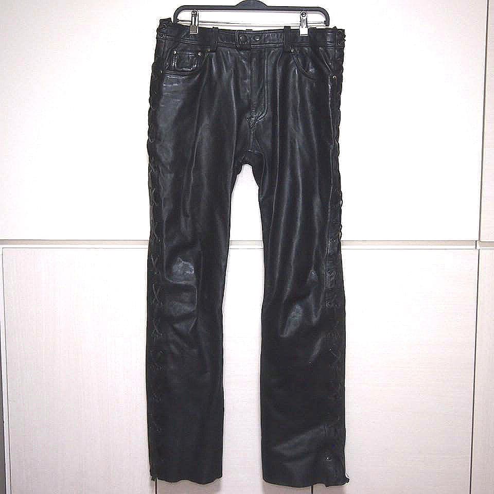 DEGNAR　デグナー　サイド　編み上げ　レースアップ　レザー パンツ　ブラック