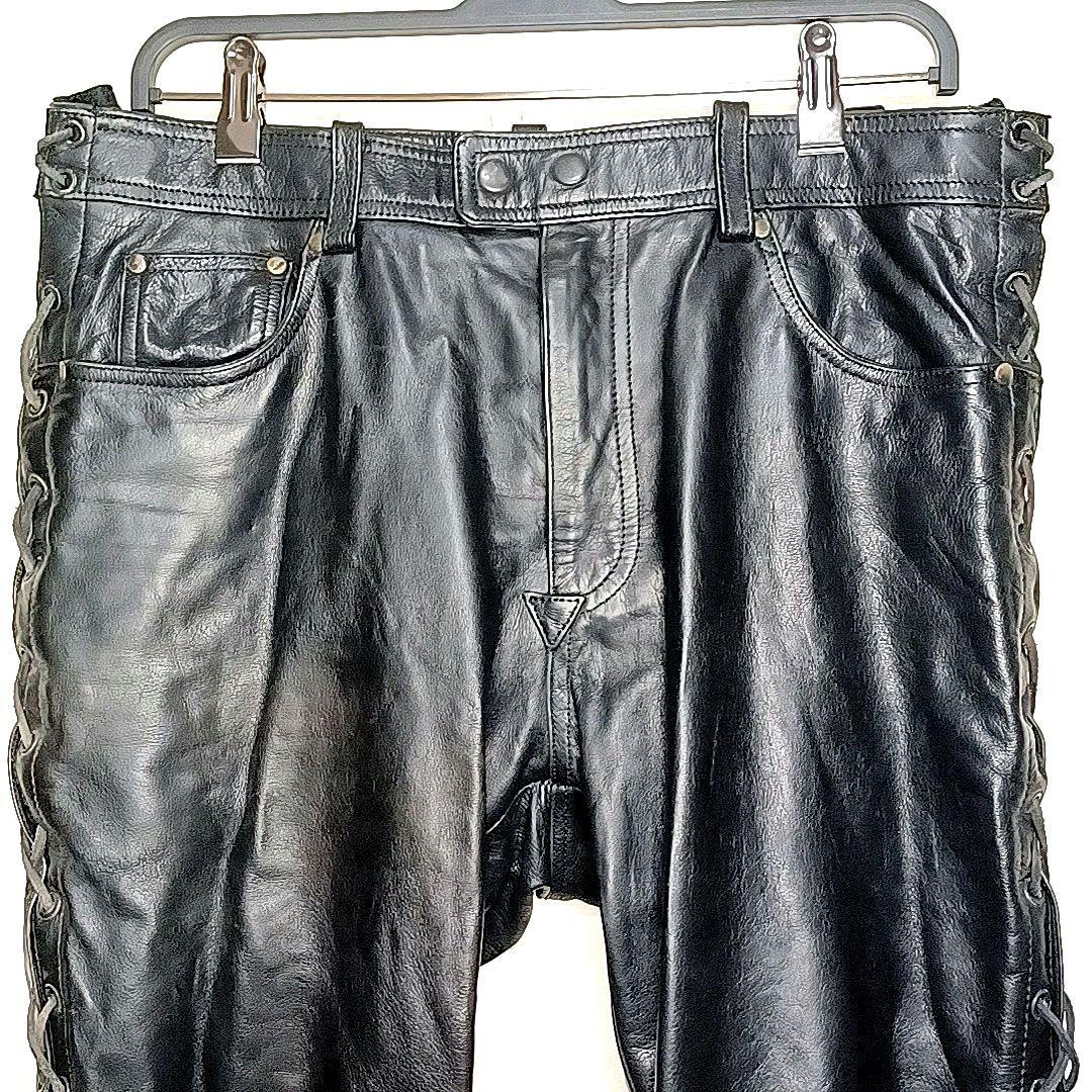 DEGNAR　デグナー　サイド　編み上げ　レースアップ　レザー パンツ　ブラック