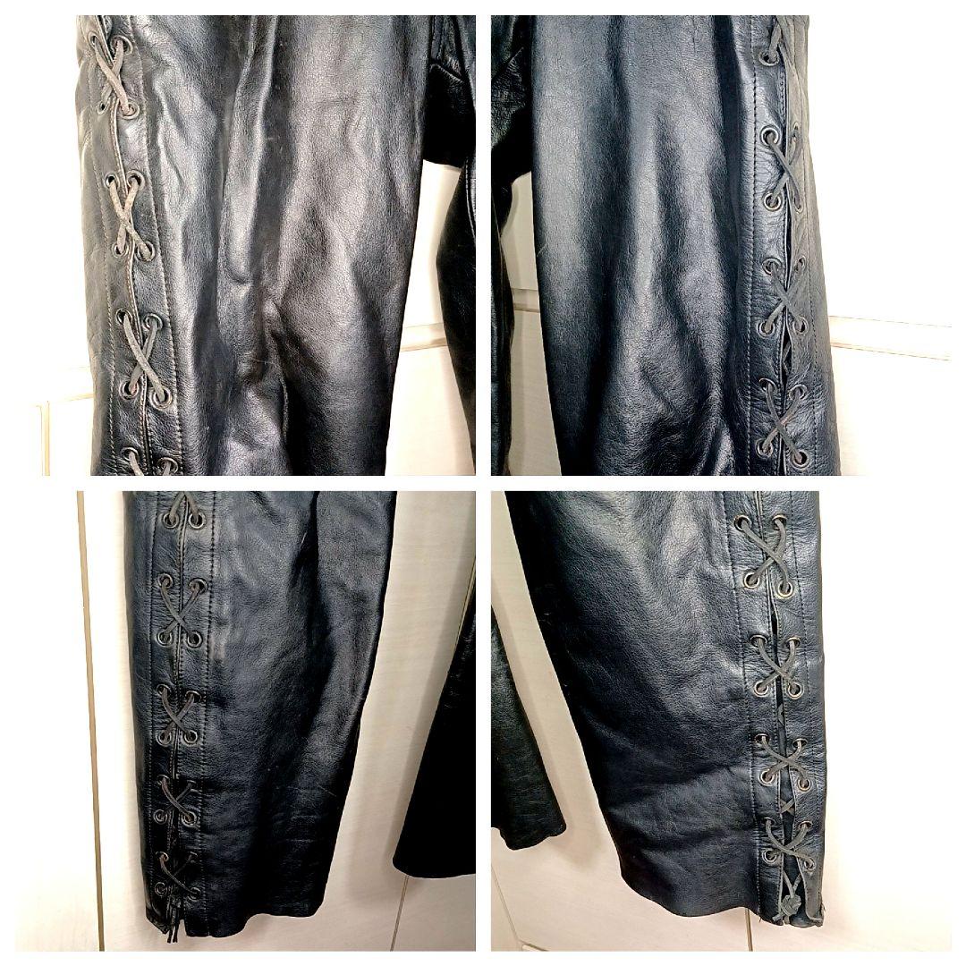 DEGNAR　デグナー　サイド　編み上げ　レースアップ　レザー パンツ　ブラック