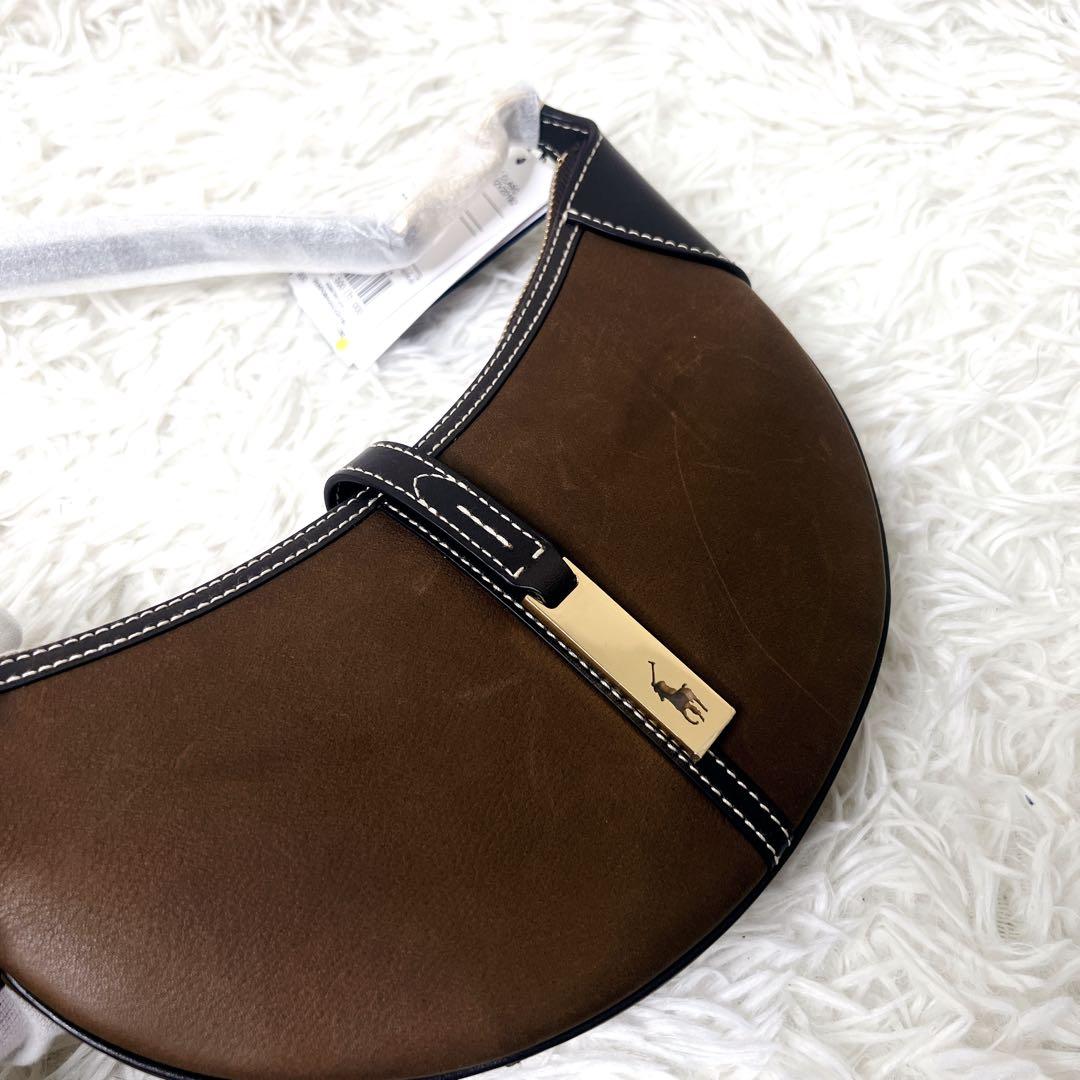 定価8万超え✨ラルフローレン　ハーフムーン　ワンショルダー　レザー　ブラウン