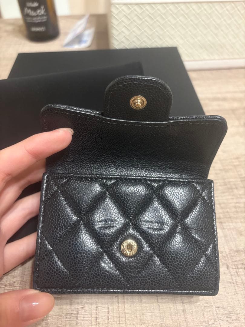 CHANEL キャビアスキン 三つ折り財布 黒