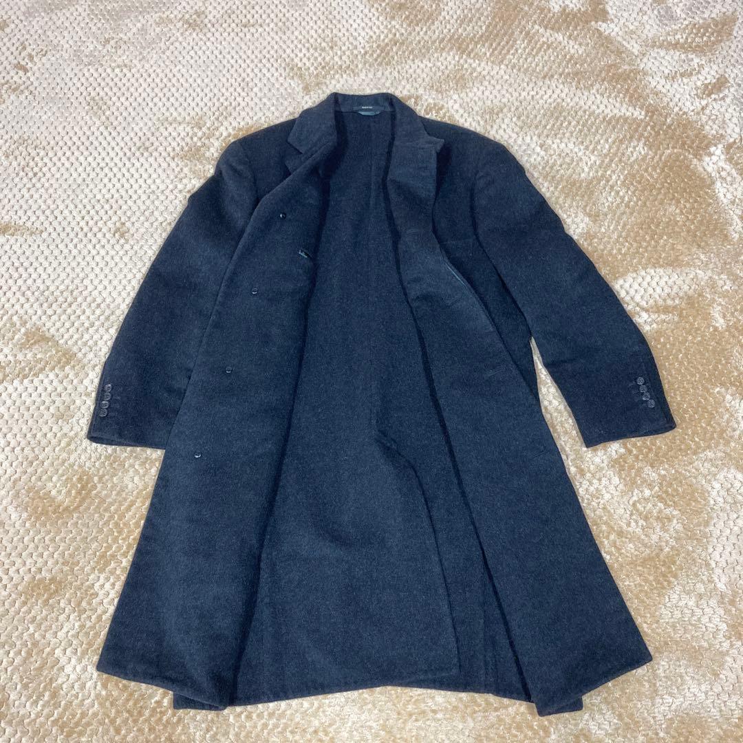 HERMESエルメス　カシミア　チェスターコート　ダークグレー　L