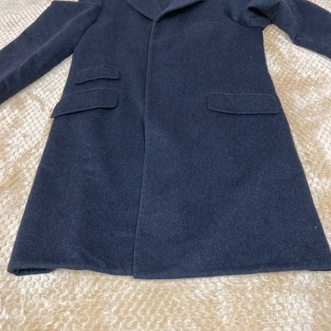 HERMESエルメス　カシミア　チェスターコート　ダークグレー　L