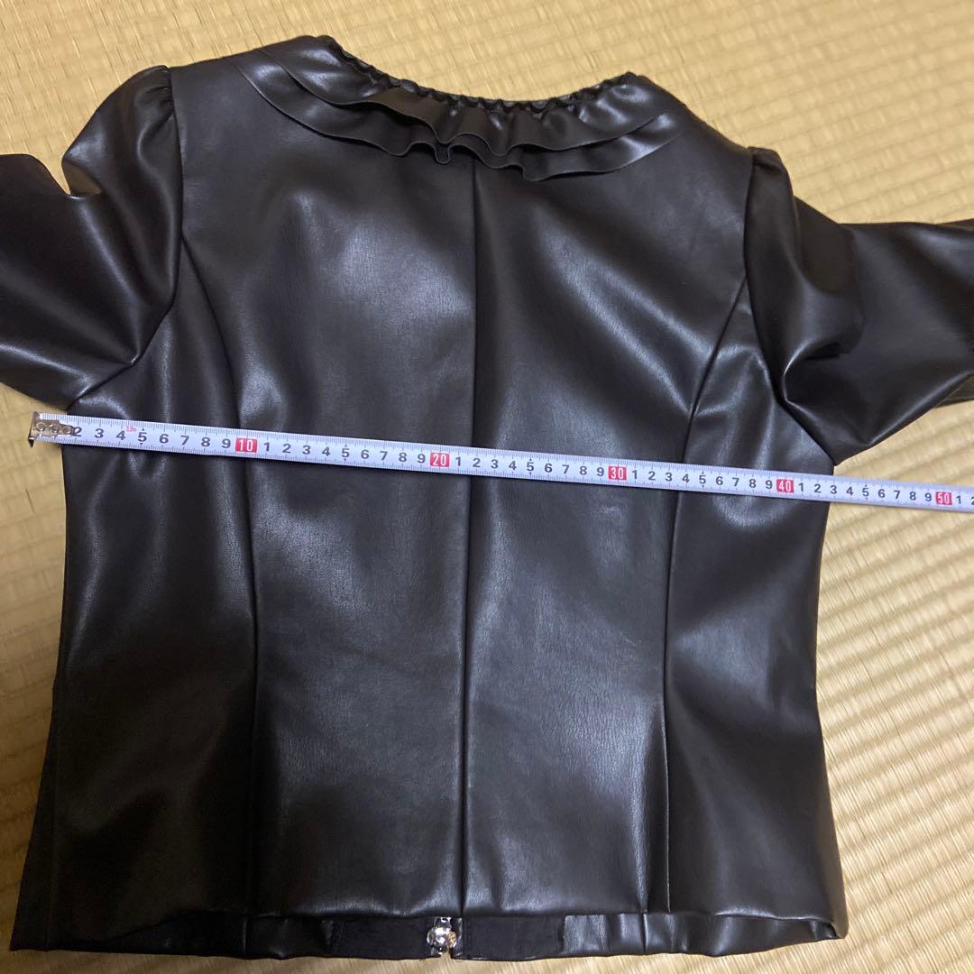 エムズグレーシー　フリル　フェイクレザージャケット